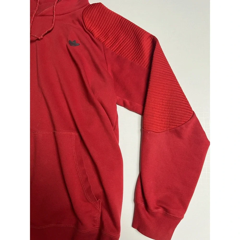Adidas Originals Rubber Logo Trefoil Cross Neck Hoodie Red Mens Sz‎ L